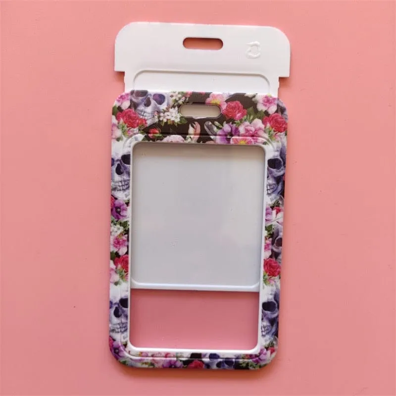 Flower Skull ID Card Holder Lanyards