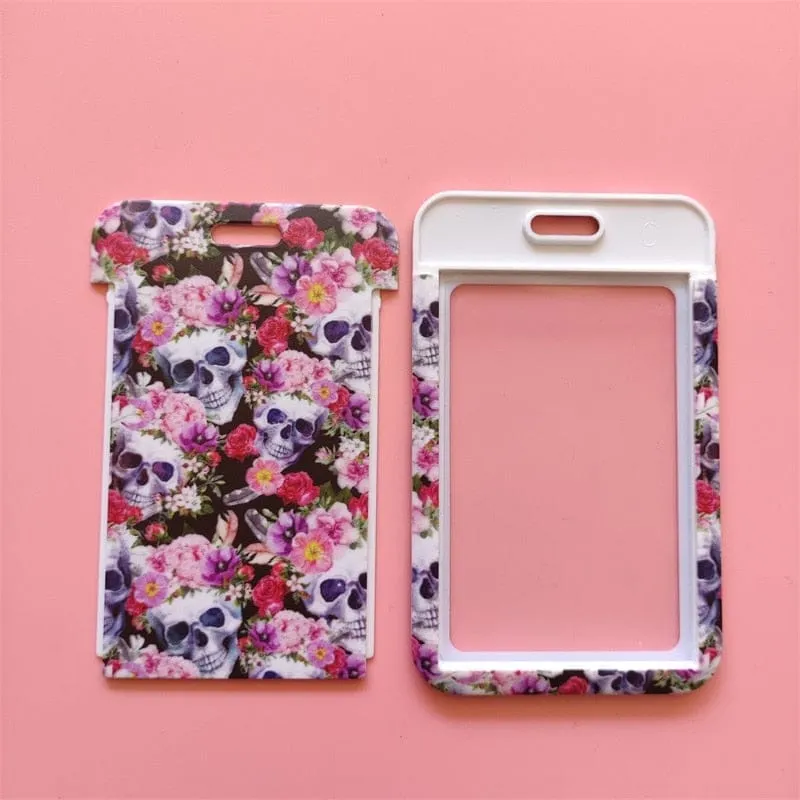 Flower Skull ID Card Holder Lanyards