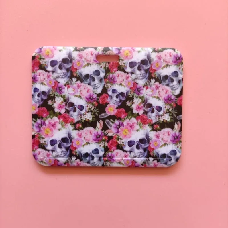 Flower Skull ID Card Holder Lanyards
