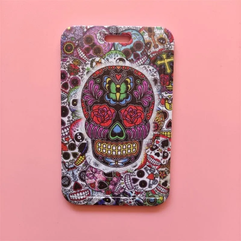 Flower Skull ID Card Holder Lanyards
