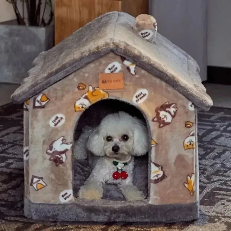Foldable Winter Warm Dog House Kennel Bed Mat for Small to Medium Pets Foldable Dog House