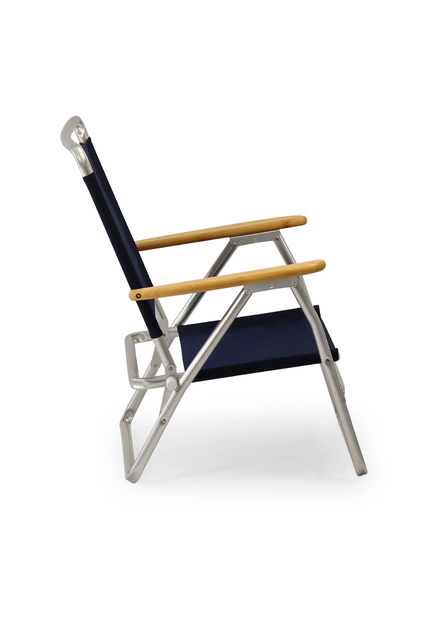 Folding Aluminum Beach Chair with Bamboo Armrests- Recacril Marine Grade Fabric -PA600-BB