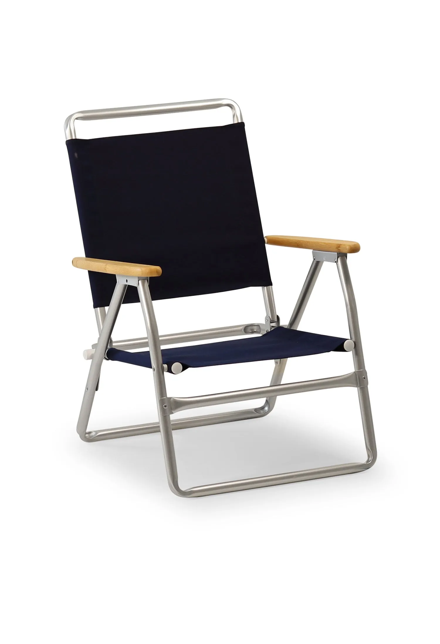 Folding Aluminum Beach Chair with Bamboo Armrests- Recacril Marine Grade Fabric -PA600-BB