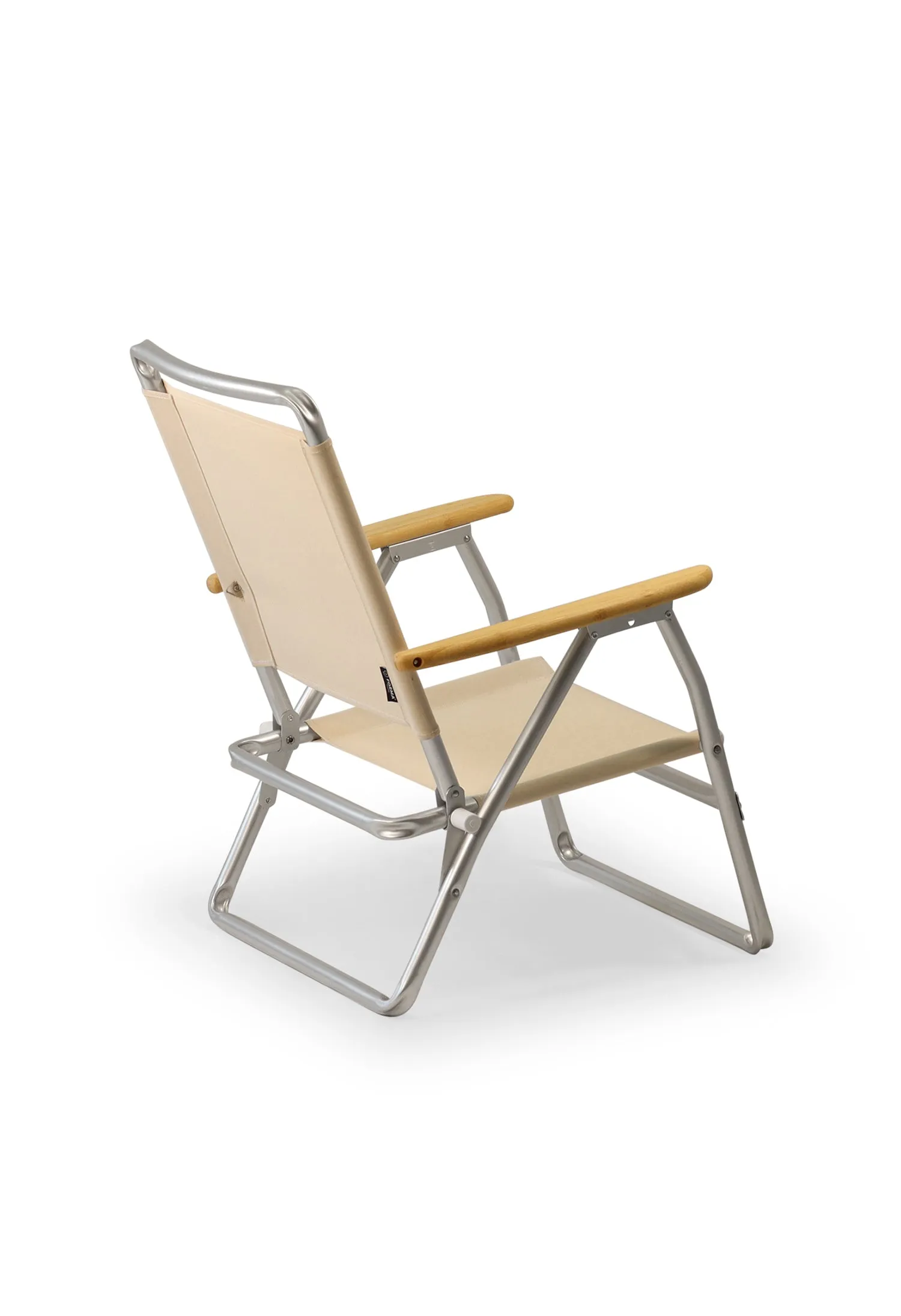 Folding Aluminum Beach Chair with Bamboo Armrests- Recacril Marine Grade Fabric -PA600-BB