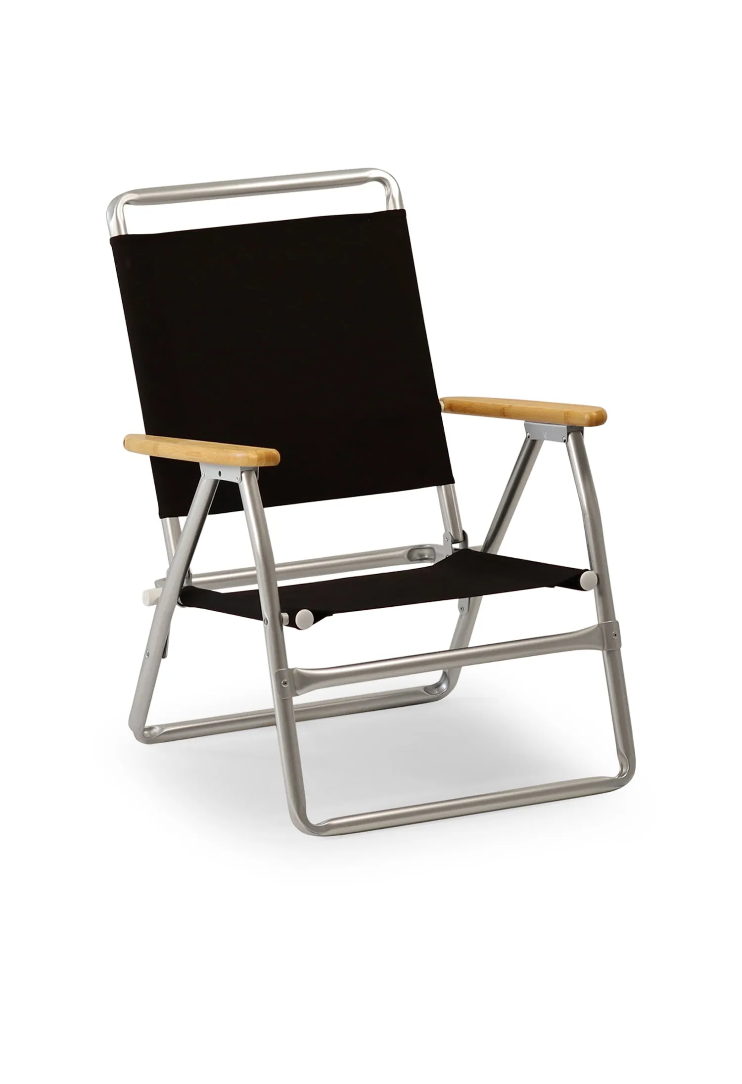 Folding Aluminum Beach Chair with Bamboo Armrests- Recacril Marine Grade Fabric -PA600-BB