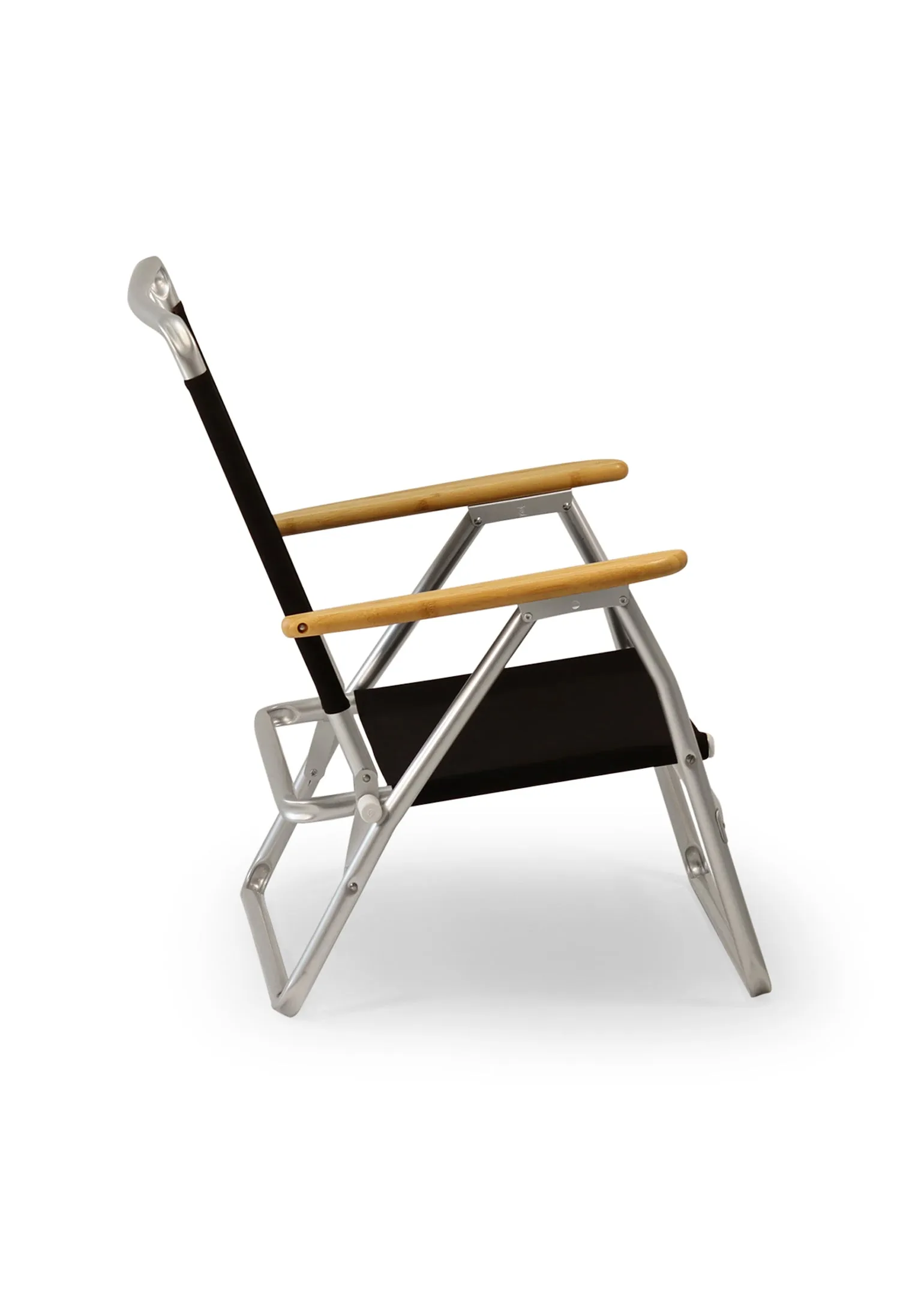 Folding Aluminum Beach Chair with Bamboo Armrests- Recacril Marine Grade Fabric -PA600-BB