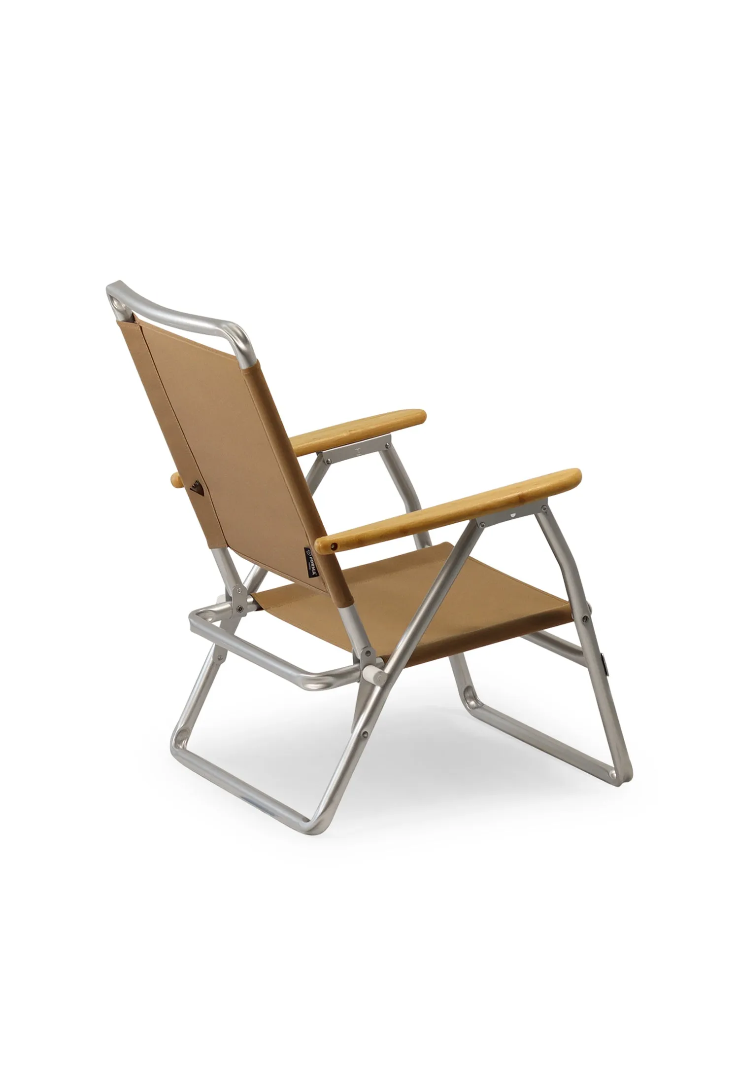 Folding Aluminum Beach Chair with Bamboo Armrests- Recacril Marine Grade Fabric -PA600-BB