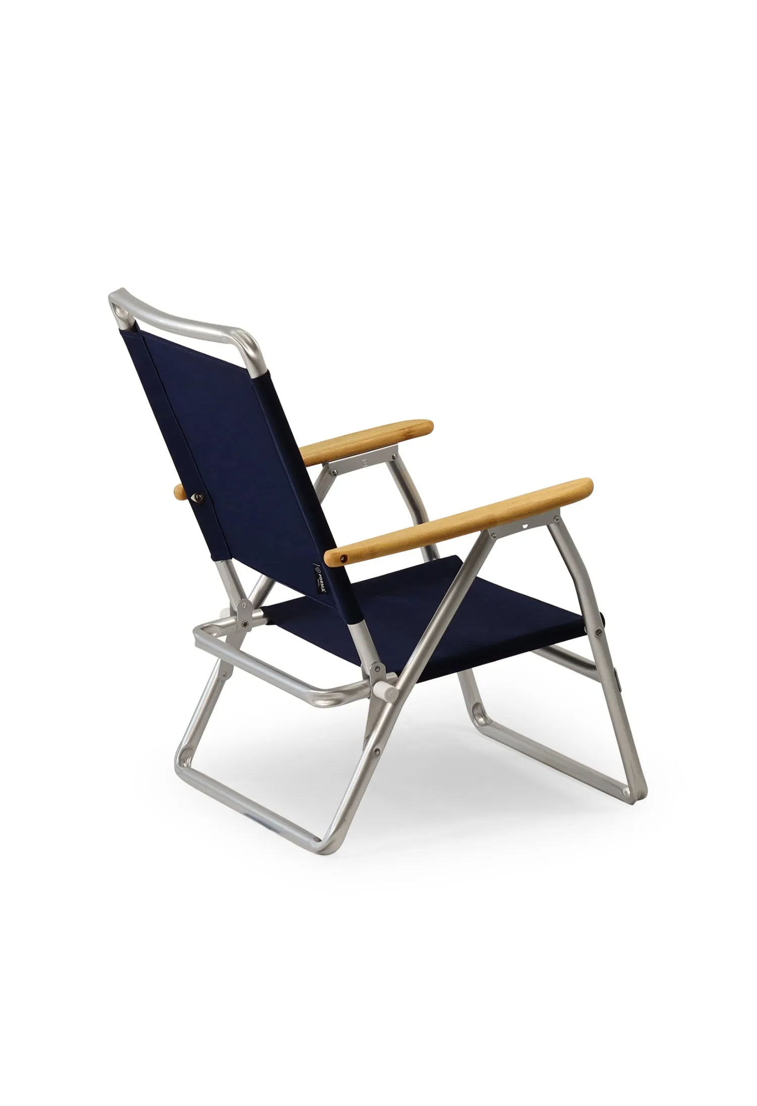 Folding Aluminum Beach Chair with Bamboo Armrests- Recacril Marine Grade Fabric -PA600-BB