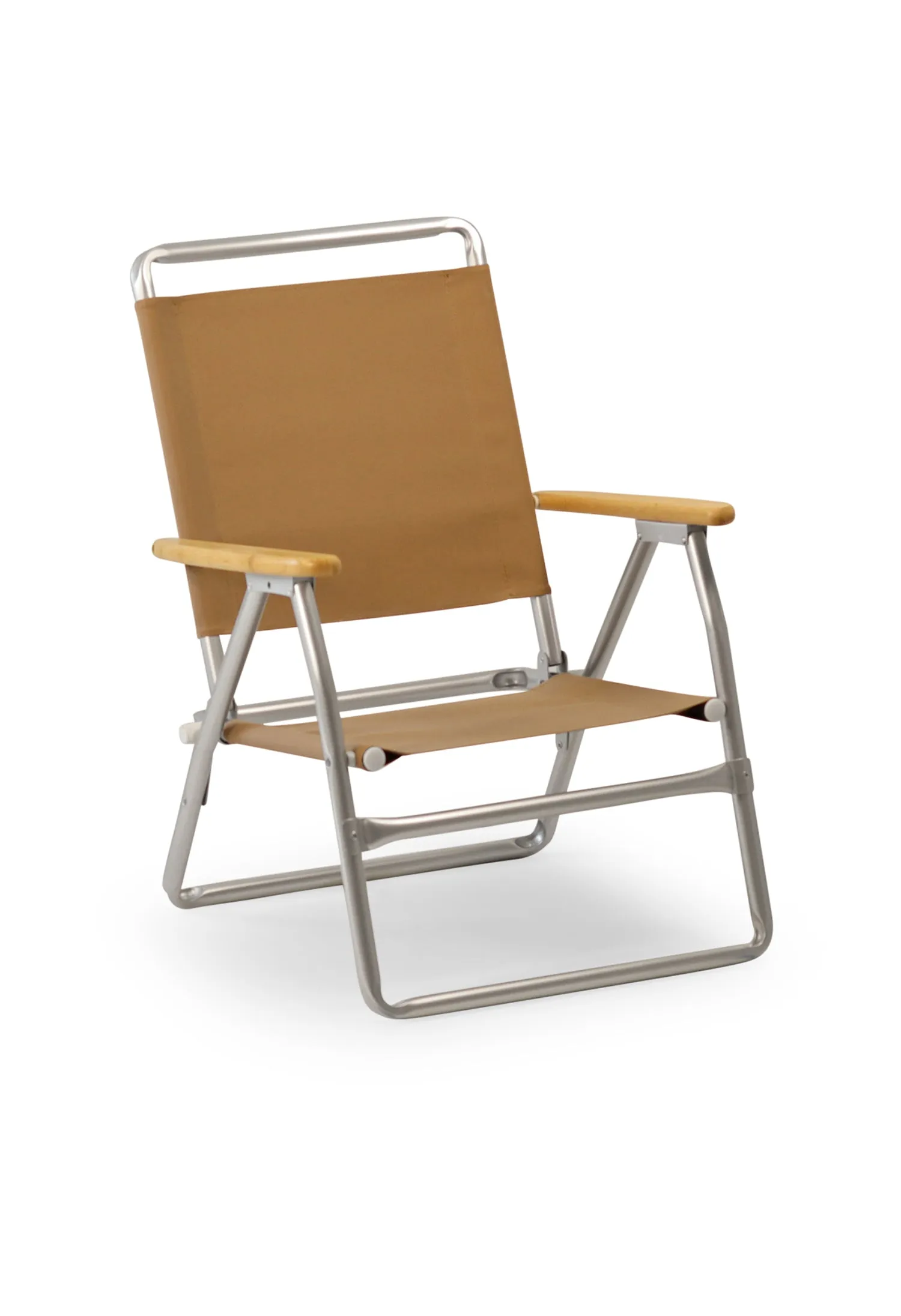 Folding Aluminum Beach Chair with Bamboo Armrests- Recacril Marine Grade Fabric -PA600-BB