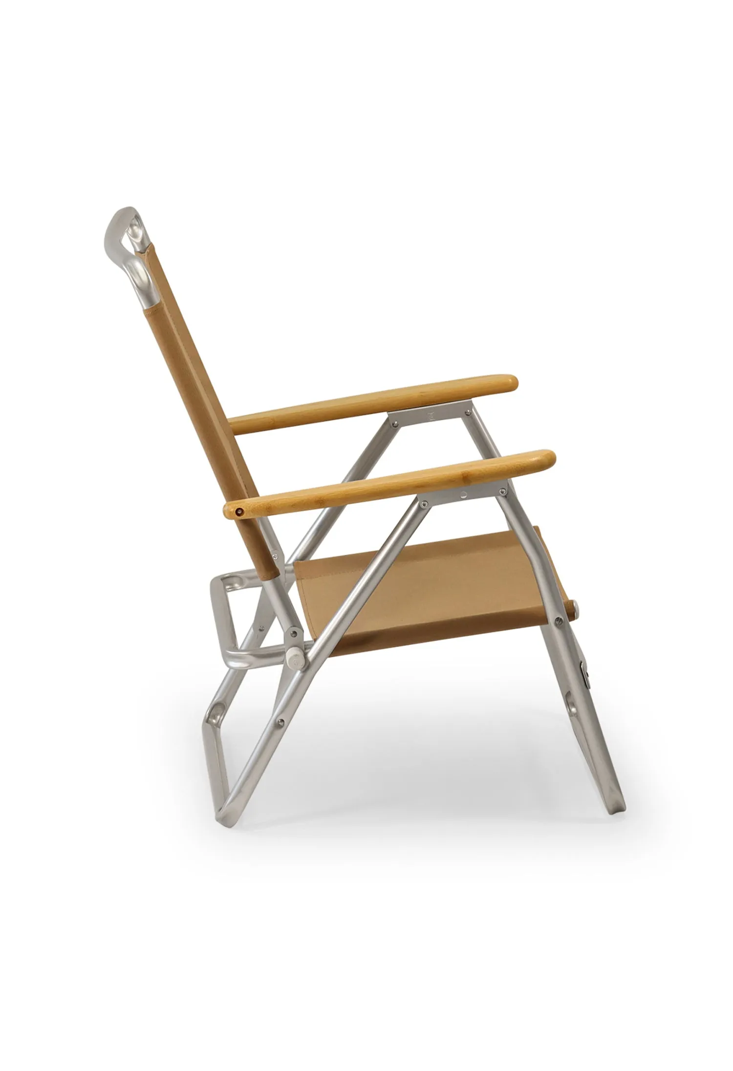 Folding Aluminum Beach Chair with Bamboo Armrests- Recacril Marine Grade Fabric -PA600-BB