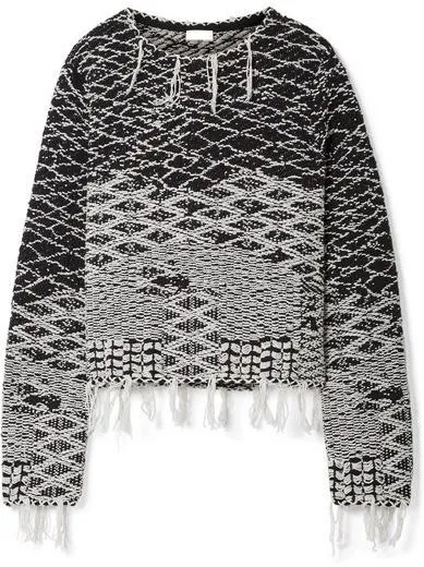 Frayed Cotton-Jacquard Sweater