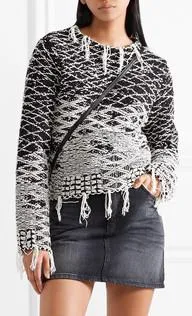 Frayed Cotton-Jacquard Sweater