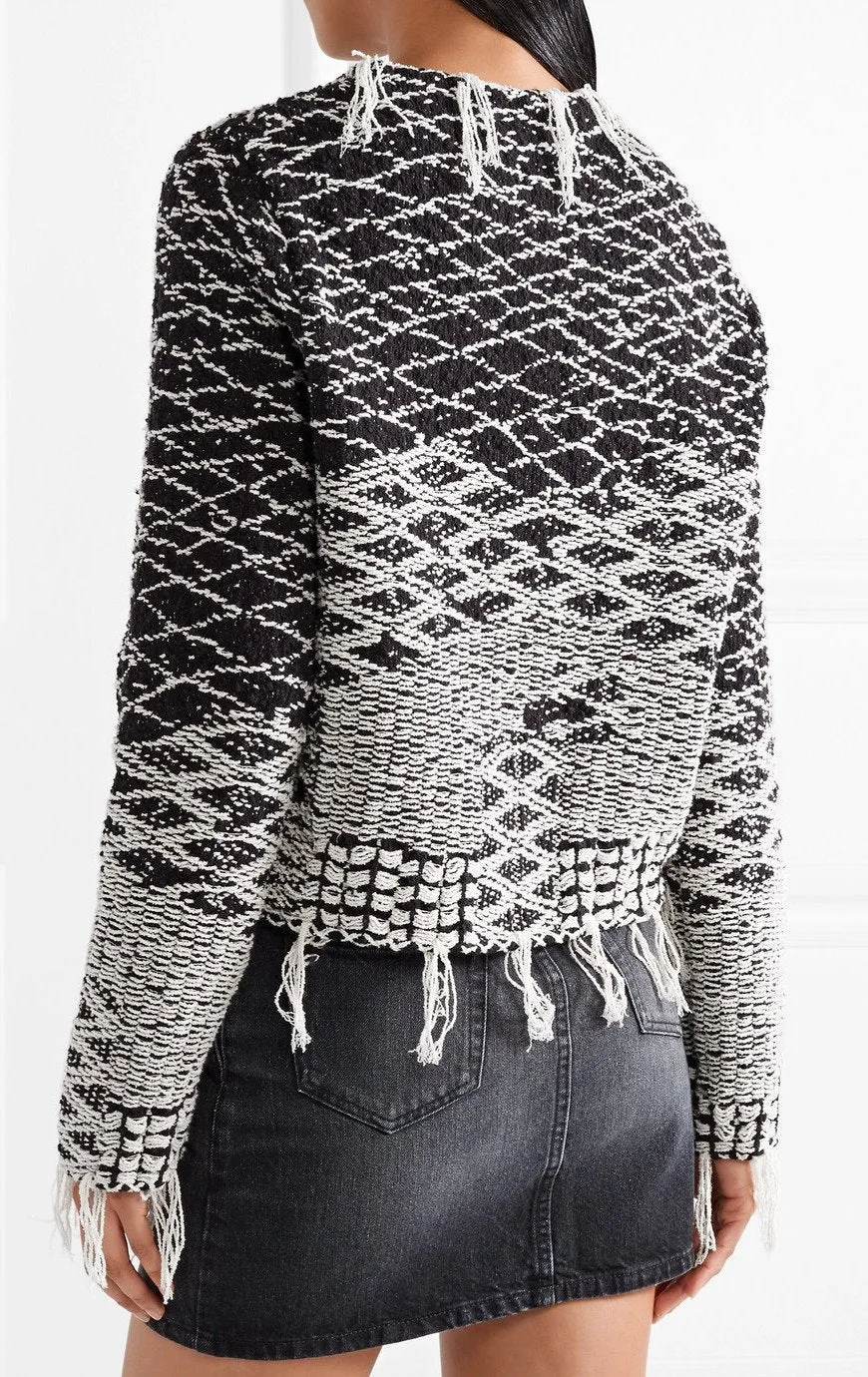 Frayed Cotton-Jacquard Sweater