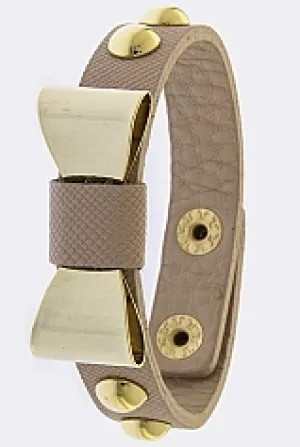 Genuine Leather Bow Bracelet