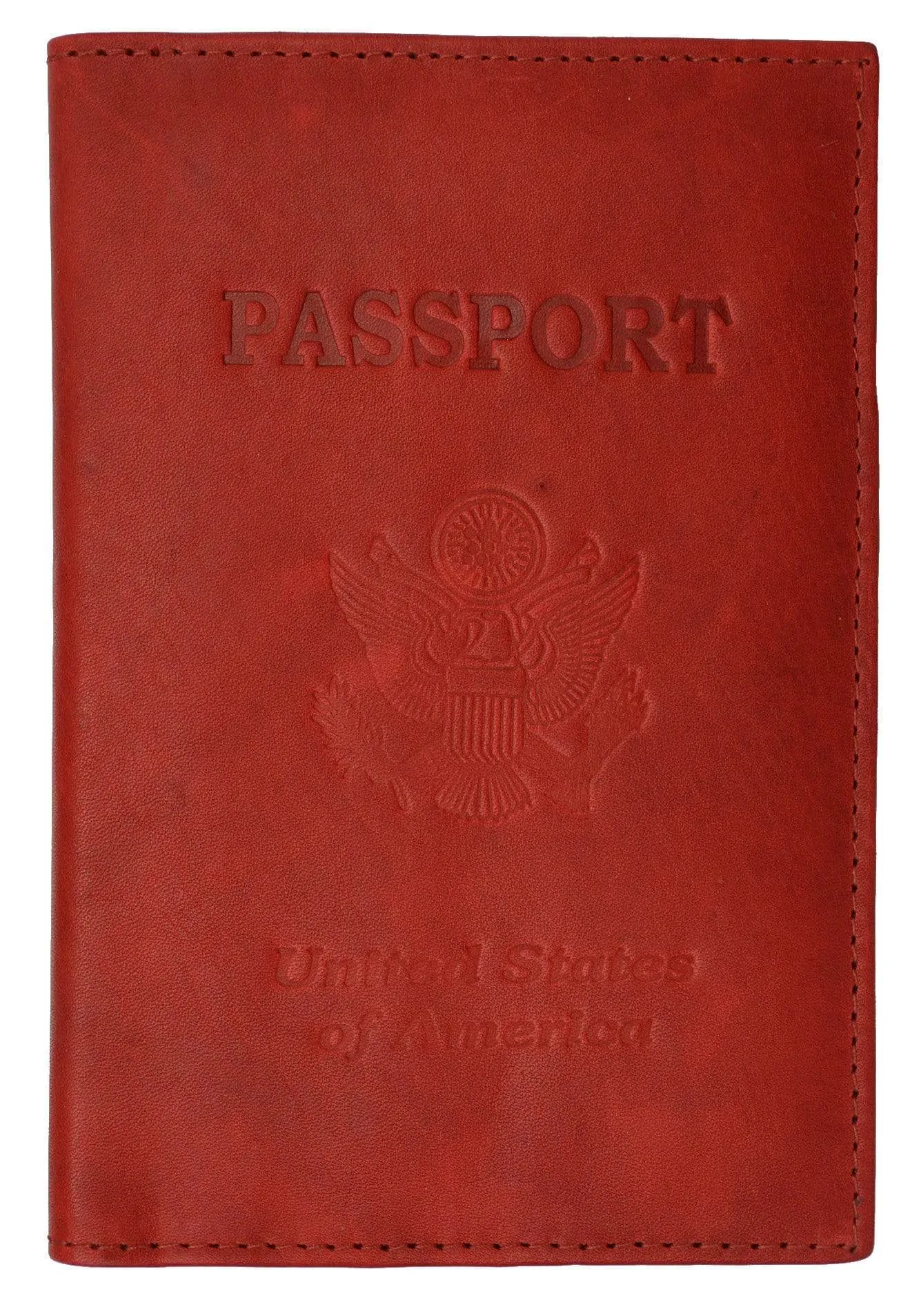 Genuine Leather Passport Credit Card Holder Wallet for Traveling 601 CF USA BLIND (C)