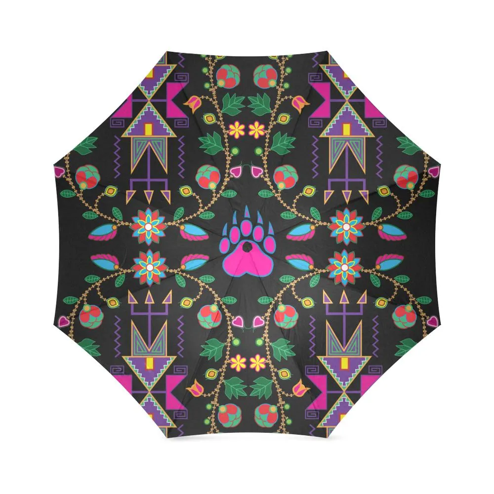 Geometric Floral Fall-Black Foldable Umbrella