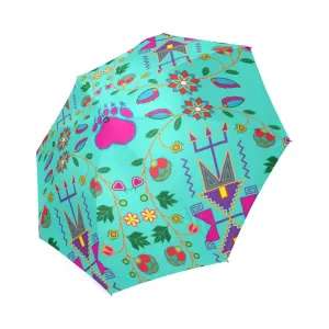 Geometric Floral Fall-Sky Foldable Umbrella
