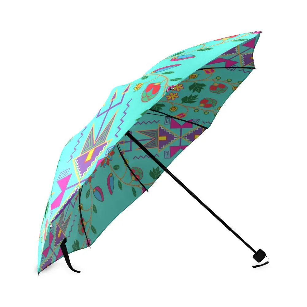 Geometric Floral Fall-Sky Foldable Umbrella