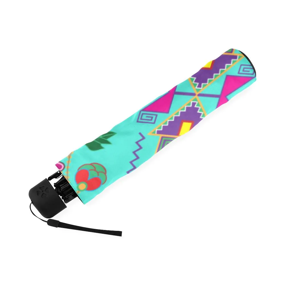 Geometric Floral Fall-Sky Foldable Umbrella