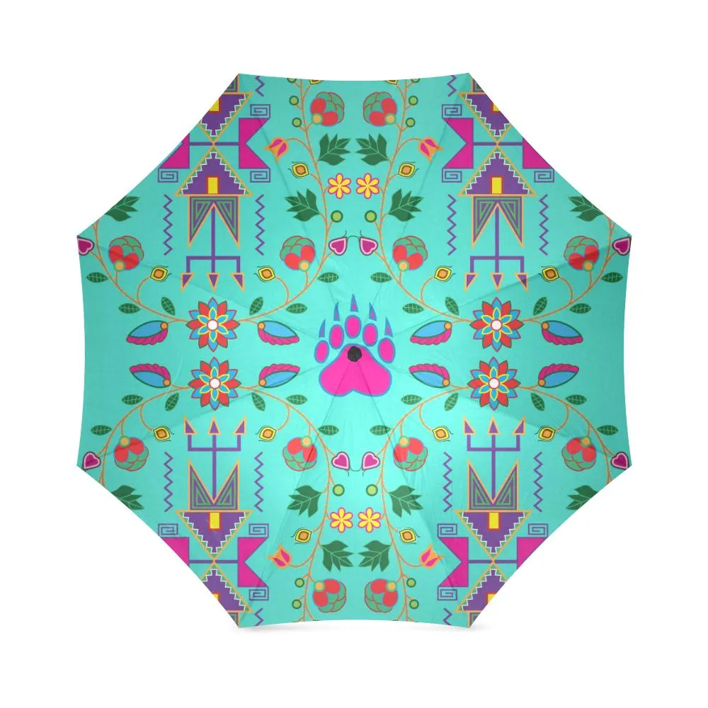 Geometric Floral Fall-Sky Foldable Umbrella