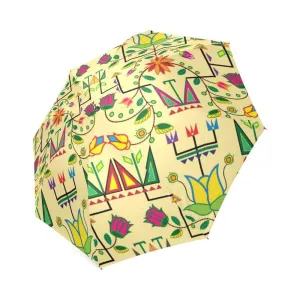 Geometric Floral Summer-Vanilla Foldable Umbrella