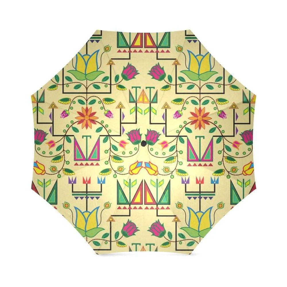 Geometric Floral Summer-Vanilla Foldable Umbrella