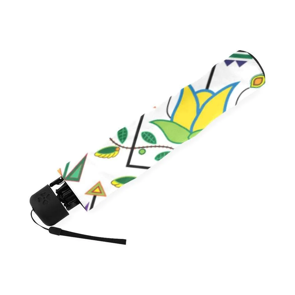Geometric Floral Summer-White Foldable Umbrella