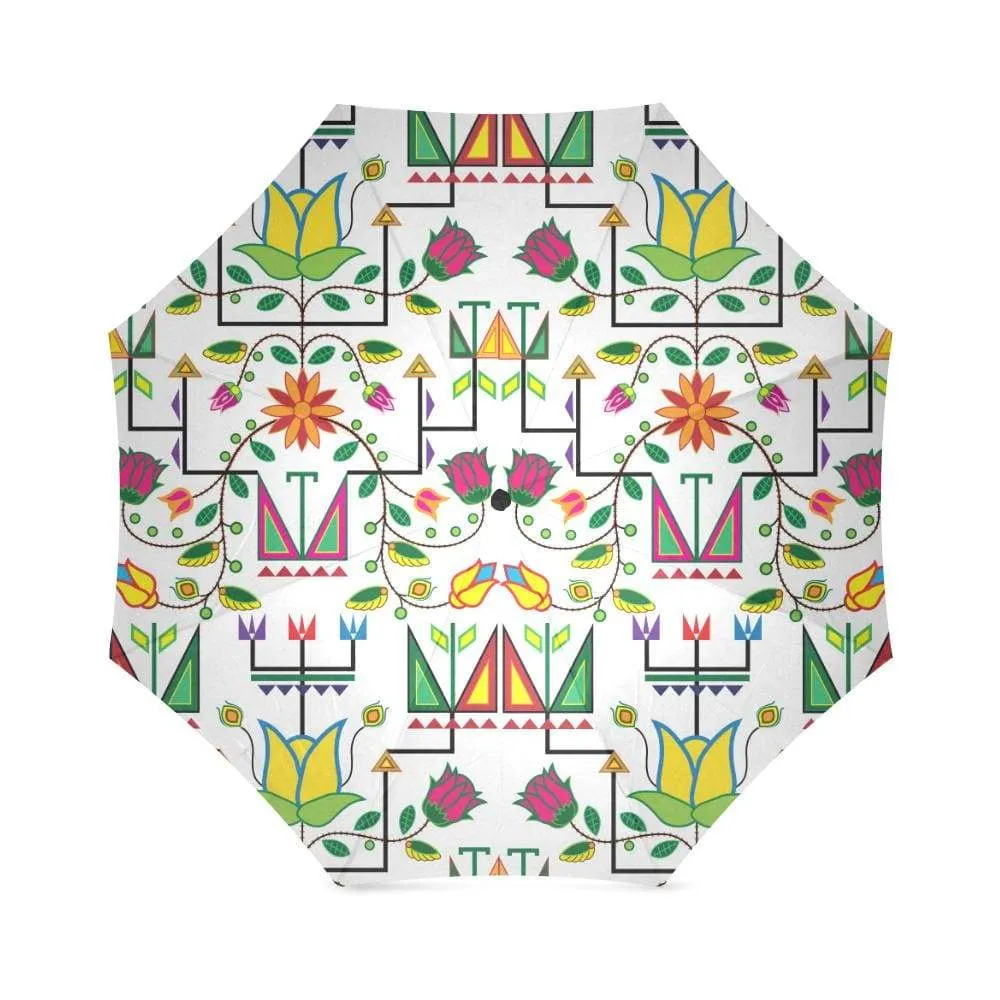 Geometric Floral Summer-White Foldable Umbrella