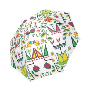 Geometric Floral Summer-White Foldable Umbrella