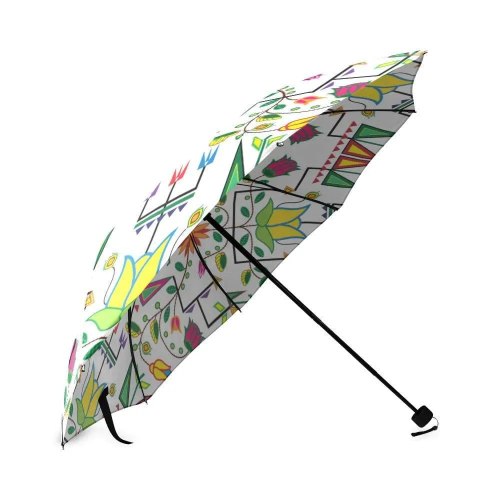Geometric Floral Summer-White Foldable Umbrella
