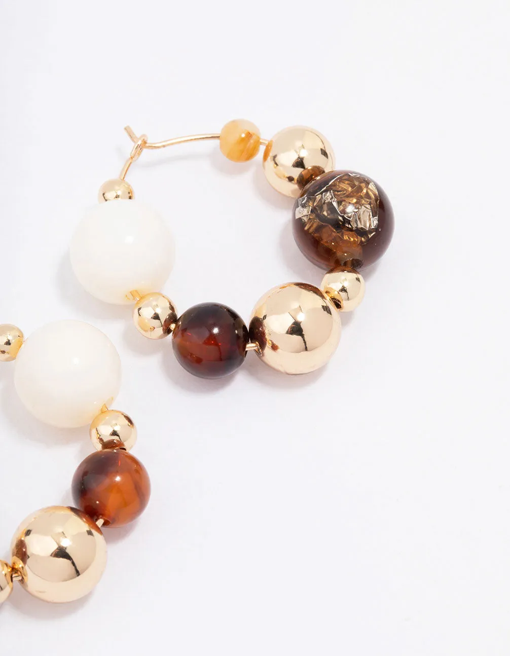 Gold Chunky Neutral Beaded Hoop Earrings