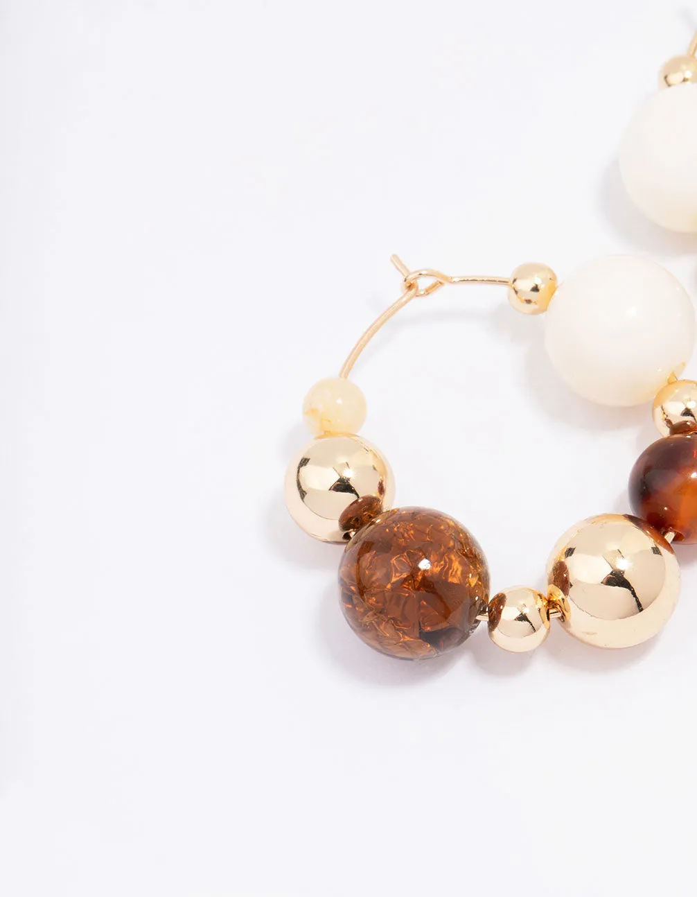 Gold Chunky Neutral Beaded Hoop Earrings
