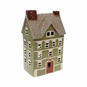 Green Ceramic House Tealight Holder