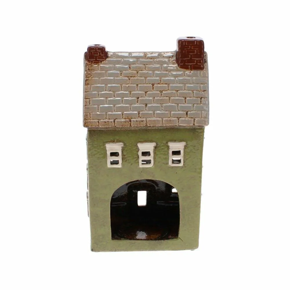 Green Ceramic House Tealight Holder