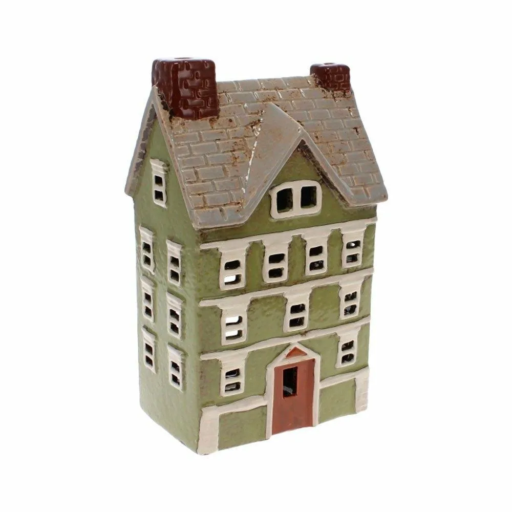 Green Ceramic House Tealight Holder