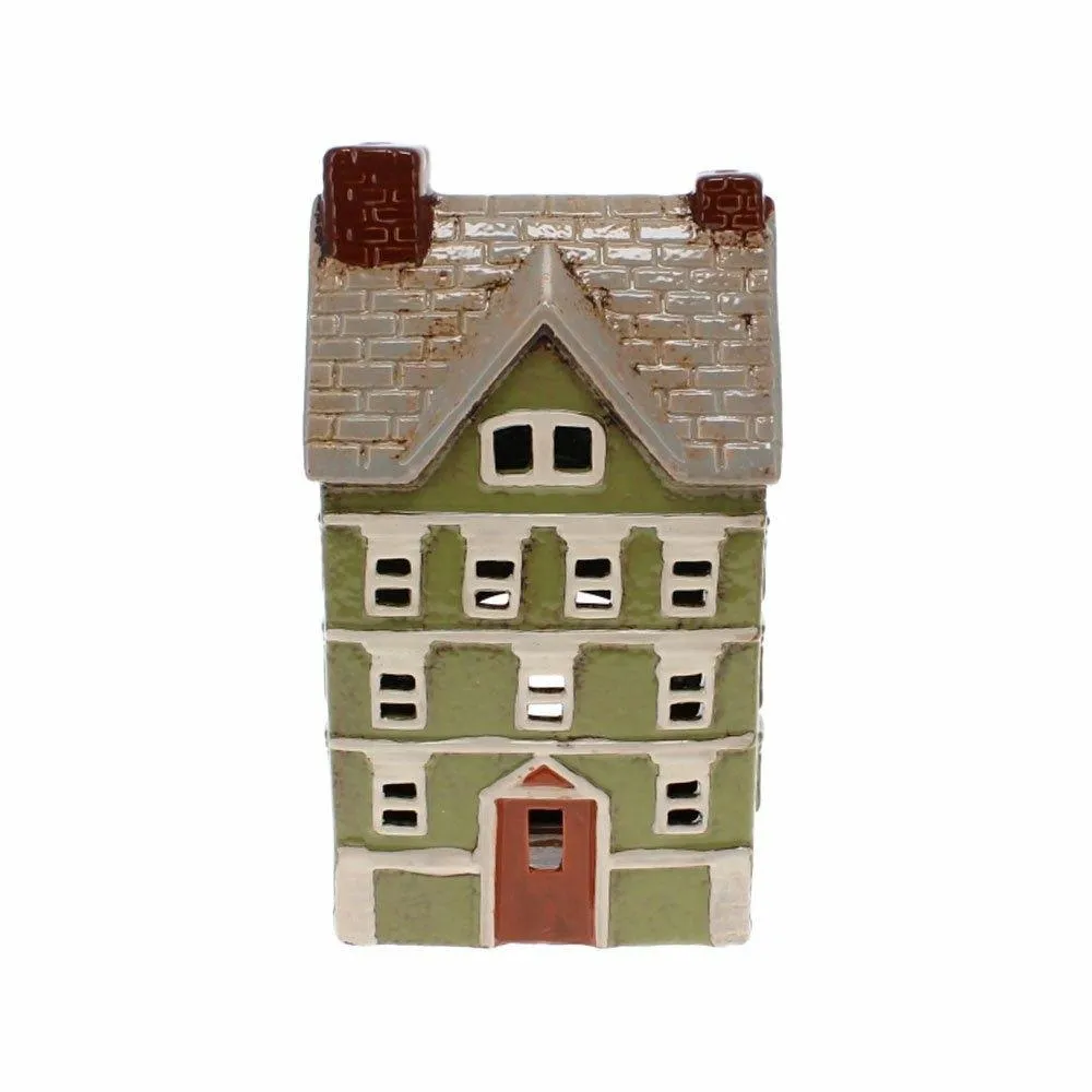 Green Ceramic House Tealight Holder