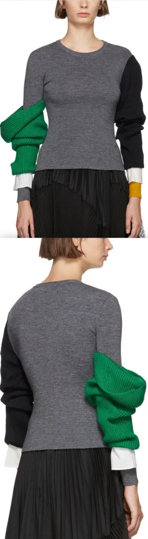 Grey Lara Arm Layered Sweater