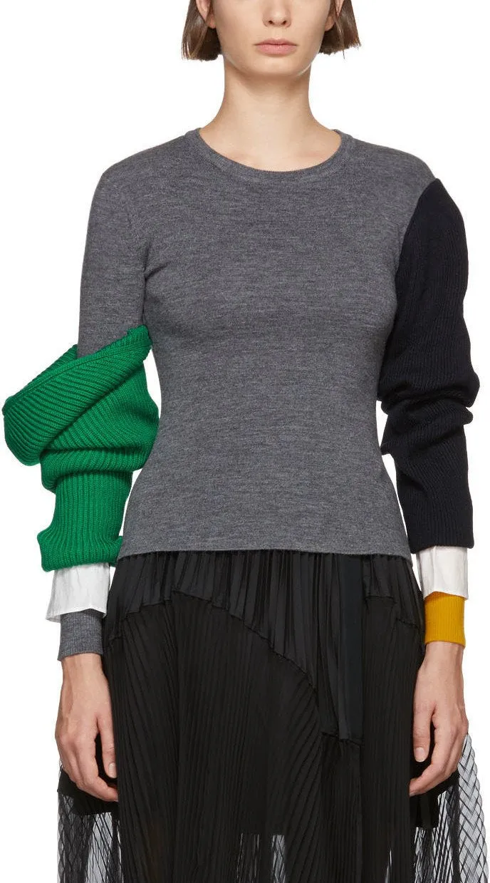 Grey Lara Arm Layered Sweater