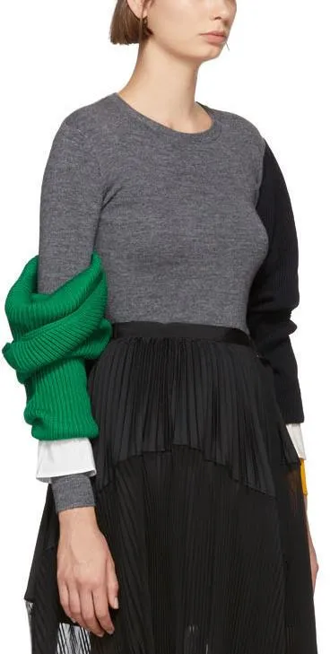 Grey Lara Arm Layered Sweater