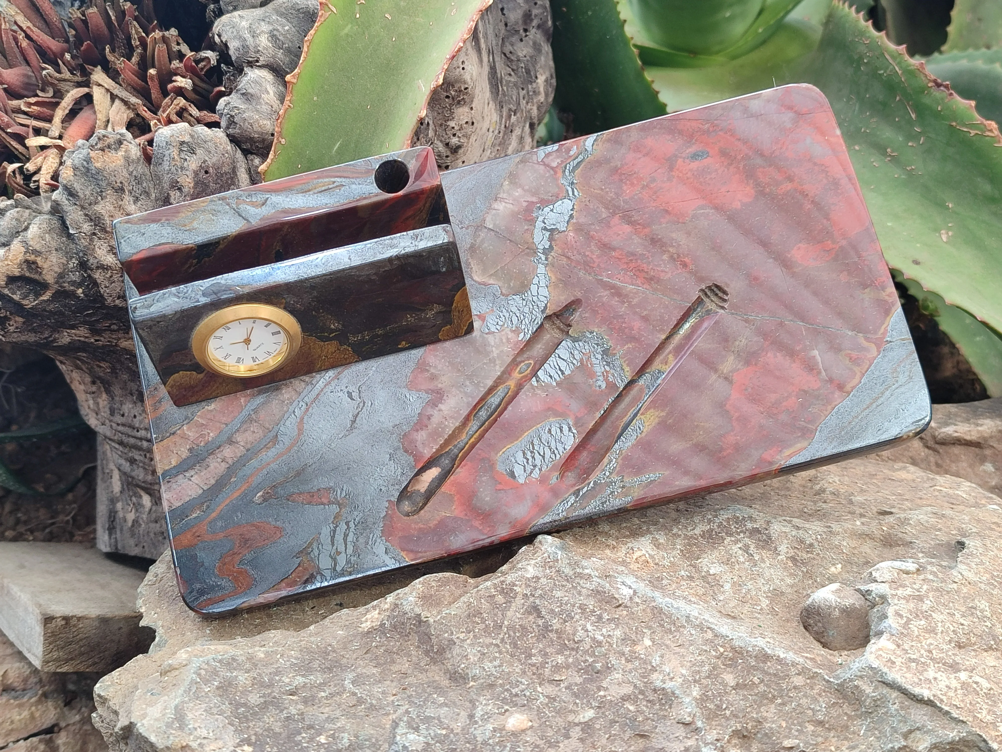 Hand Made Tiger Iron Jasper Desk Set x 1 From Australia