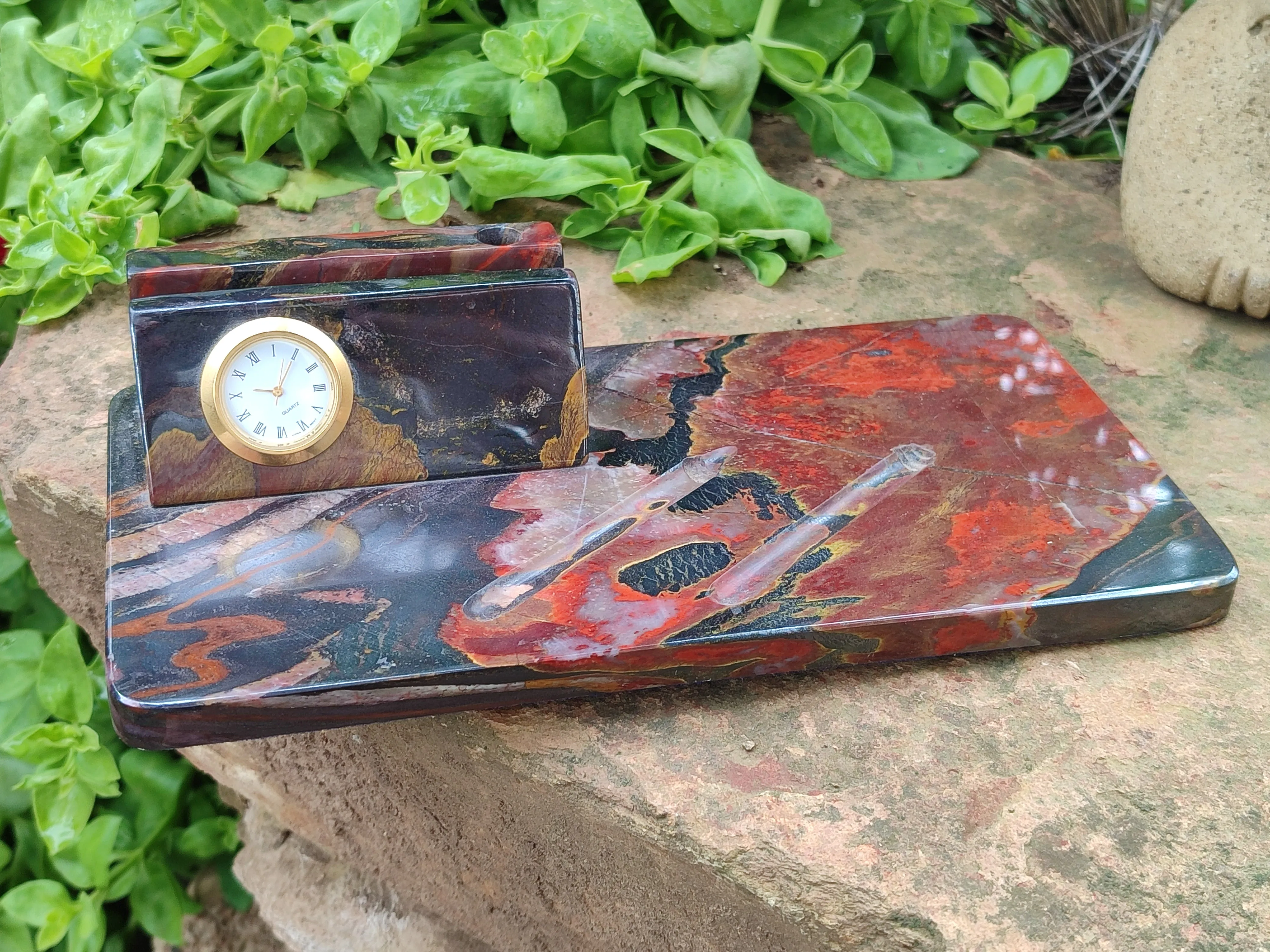 Hand Made Tiger Iron Jasper Desk Set x 1 From Australia