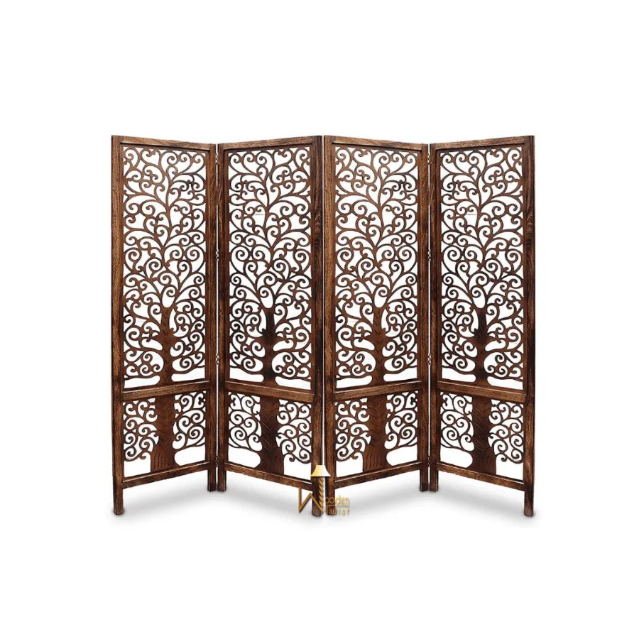 Handcrafted Brown Wooden Room Partition/Divider Screen
