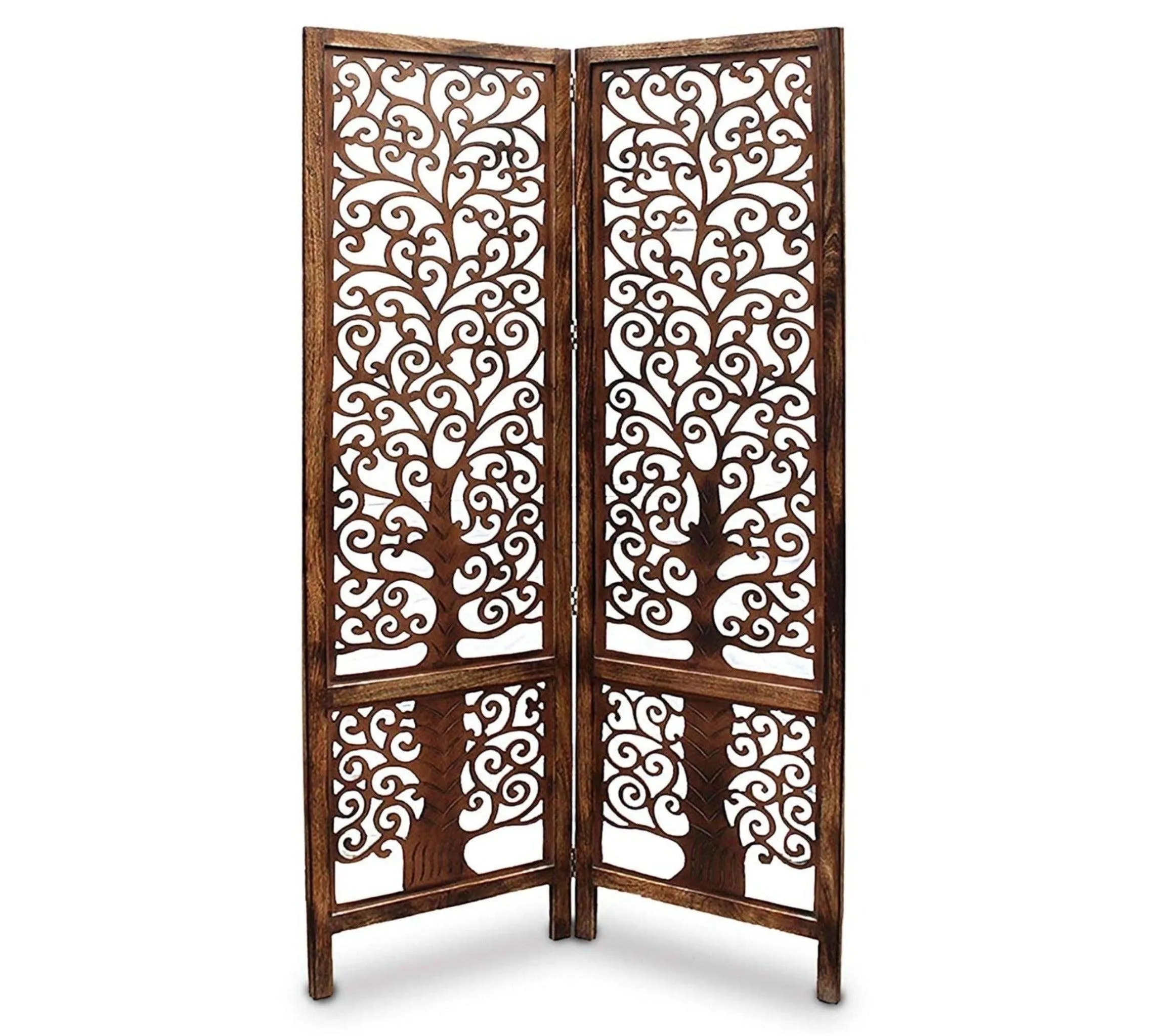Handcrafted Brown Wooden Room Partition/Divider Screen