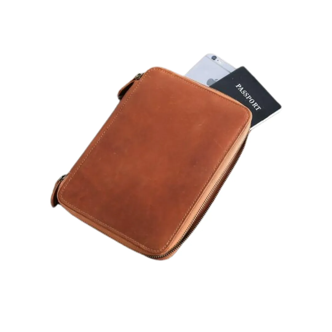 Handmade Leather Personalized Travel Wallet With Zipper