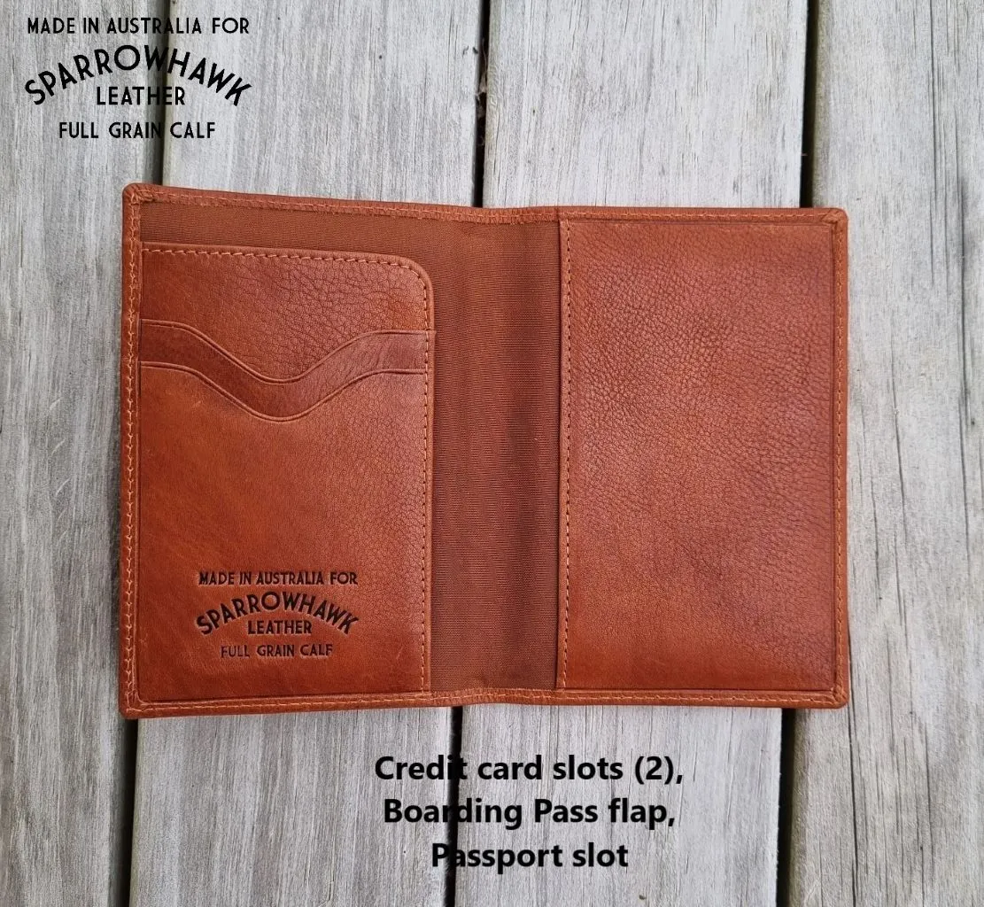 Hawk Lightweight Passport Wallet - Full Grain Whisky Calf Leather