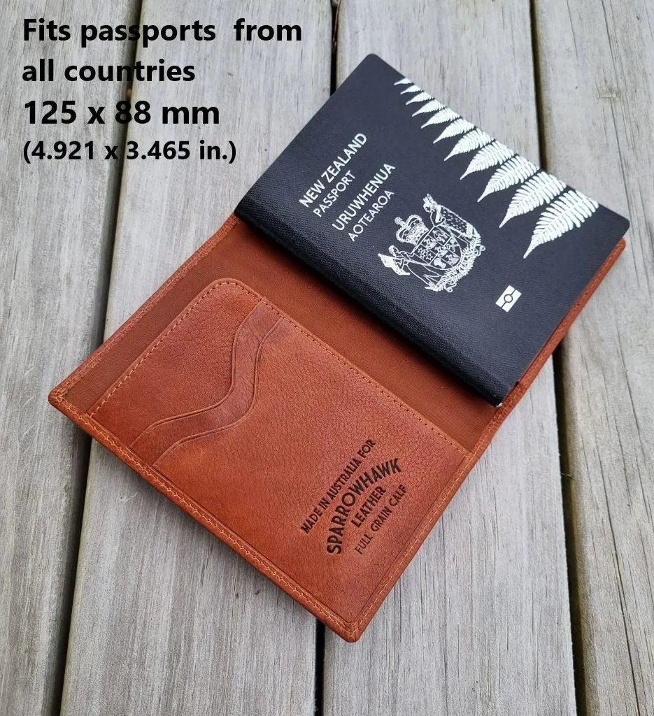 Hawk Lightweight Passport Wallet - Full Grain Whisky Calf Leather