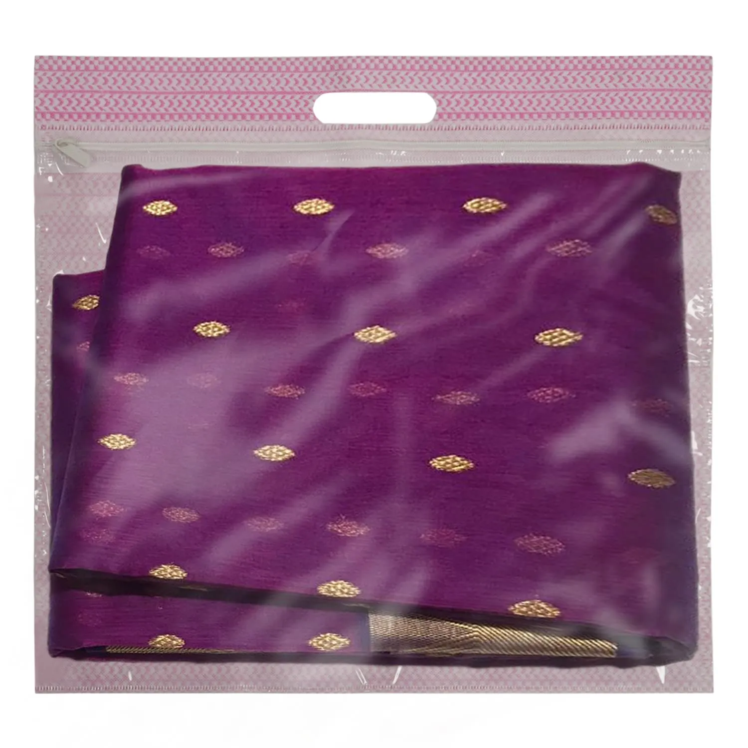 Heart Home Non-Woven Wardrobe Organizer/Gift Bags/Storage Bag For Store Saree, Lehenga, Suit With Transparent Window With Handle- Pack of 3 (Pink)