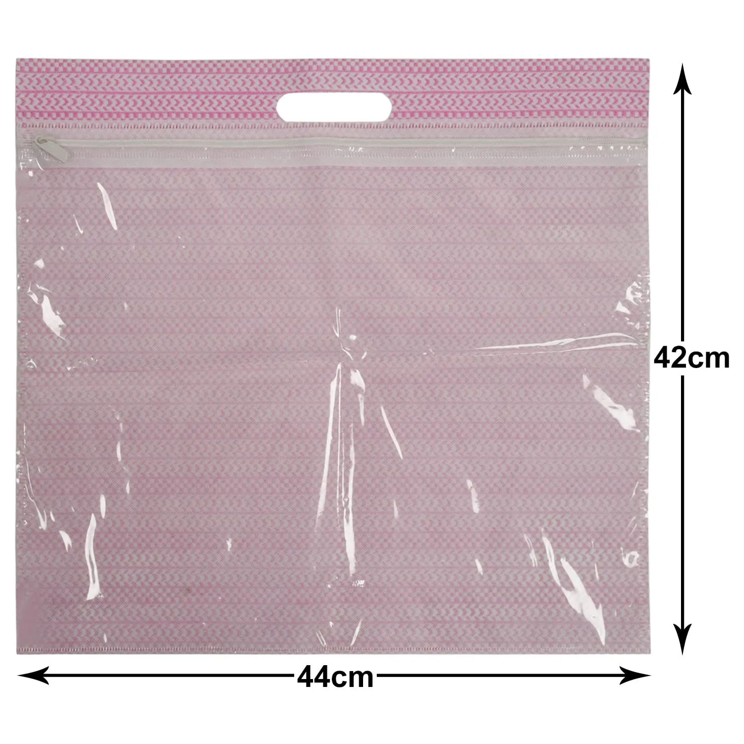 Heart Home Non-Woven Wardrobe Organizer/Gift Bags/Storage Bag For Store Saree, Lehenga, Suit With Transparent Window With Handle- Pack of 3 (Pink)
