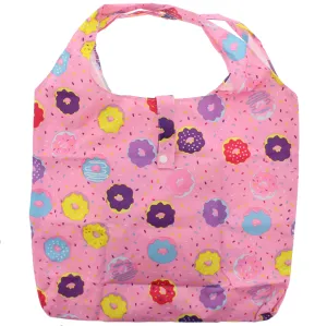 Heavy Duty Donut Themed Pink Shopping Bag in Zip Wallet