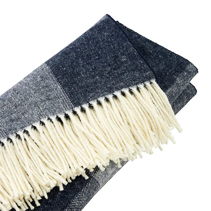 Hudson Plaid Throw in Navy